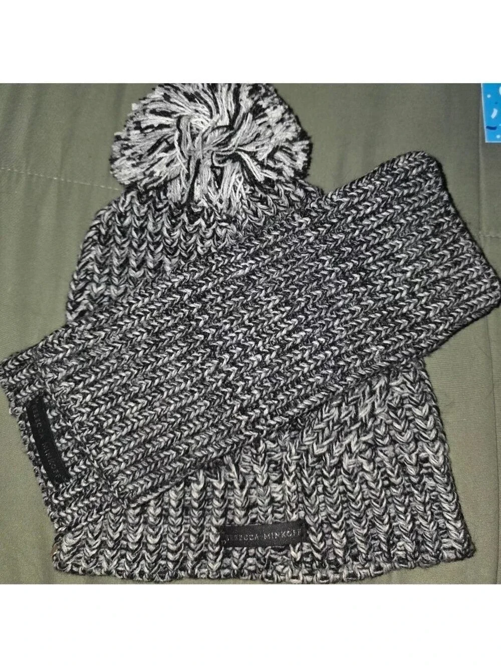Rebecca Minkoff Black White Hat Hand Warmer Set NWOT